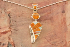Calvin Begay Genuine Spiny Oyster Shell Sterling Silver Kachina Pendant